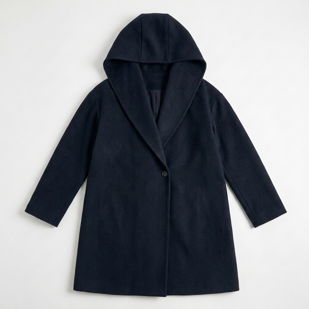 Vinterkappa dam oversized lång med huva och öppen framsida