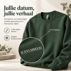 Matchande tröja för par med datum i romerska siffror, broderad detalj