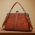 Handväska dam vintage präglad crossbody med justerbar axelrem