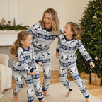 Julpyjamas familj nordiskt renmönster långärmad set för vuxna och barn