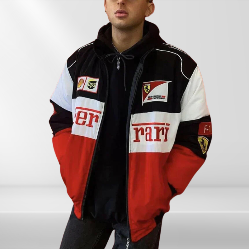 Vintage racingjacka unisex med retro Formel 1 design och bred passform