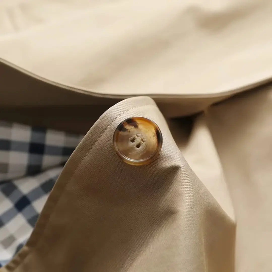 Vinterkappa dam trenchcoat med rutigt foder och bomullsblandat tyg