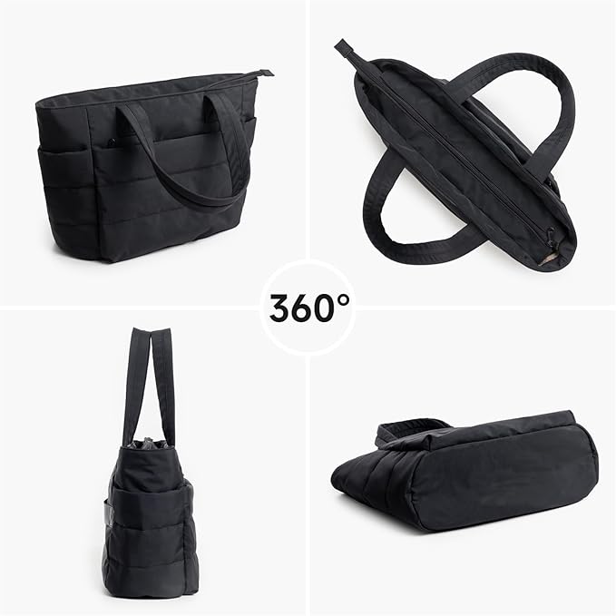 Axelväska dam vadderad med laptopfack, mjuk ultralätt design