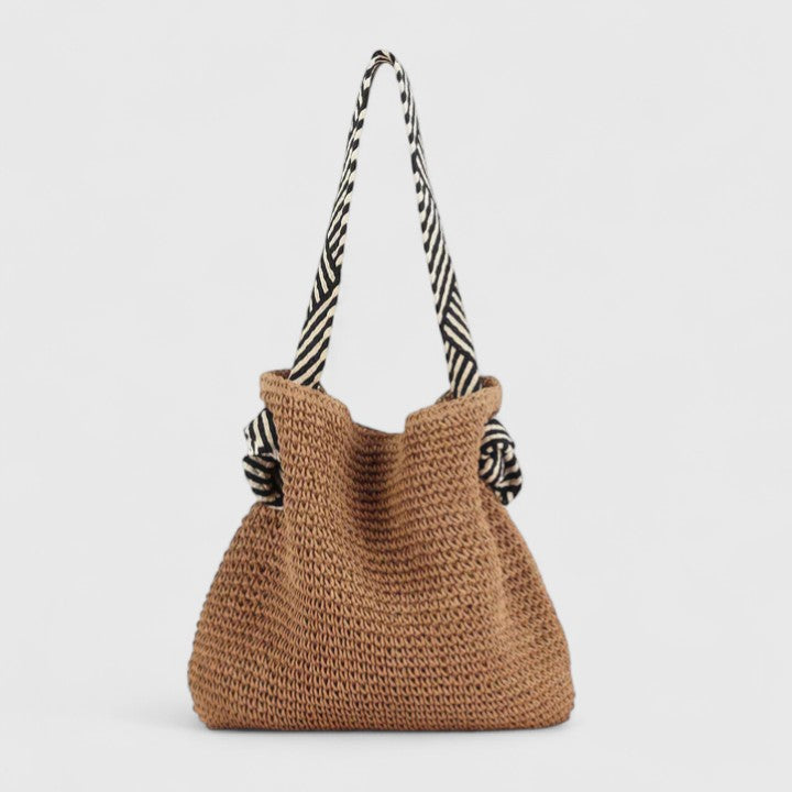 Tote bag dam flätad axelväska med tryckta axelremmar, lätt design