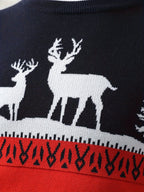 Jultröja herr stickad med renmotiv i röd, avslappnad passform