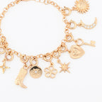 Julkalender berlockarmband med 12 löstagbara charms, guldfärgad kedja