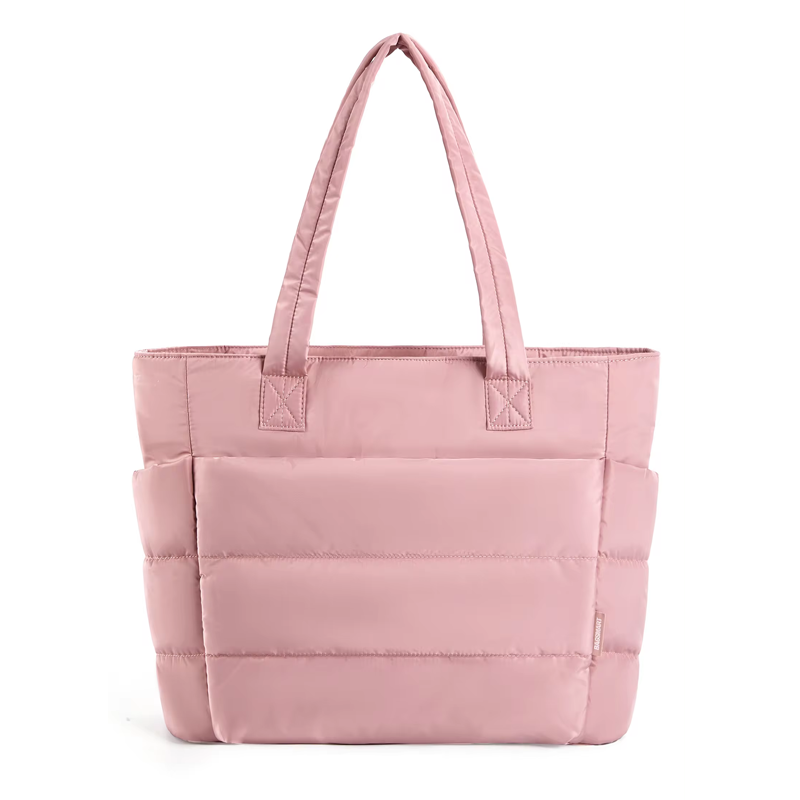 Axelväska dam vadderad med laptopfack, mjuk ultralätt design
