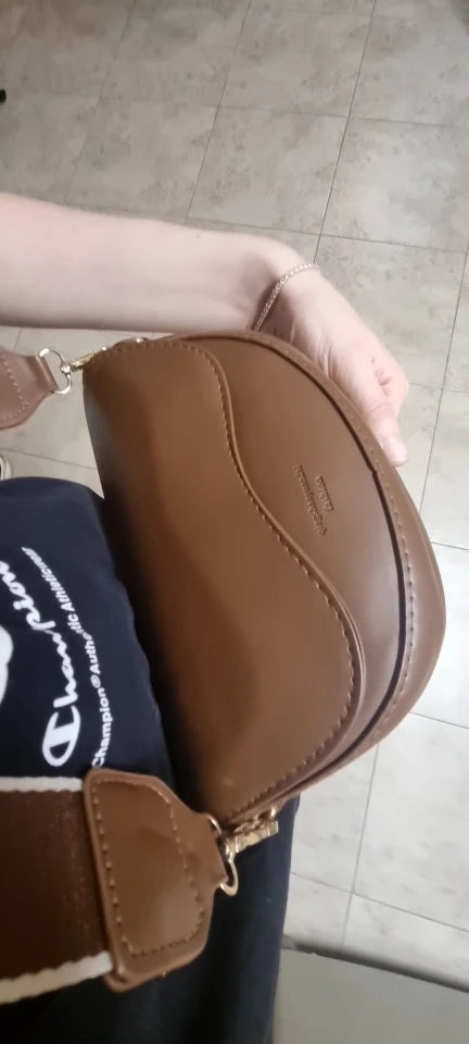 Crossbody väska dam vintage liten sadelväska med bred axelrem
