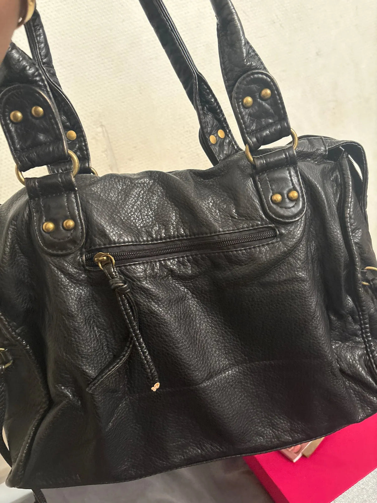 Crossbody väska dam med stor kapacitet, vintage tote och dragkedja med axelrem