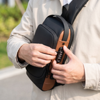 Crossbody väska dam stöldskyddad med kombinationslås och dolda dragkedjor