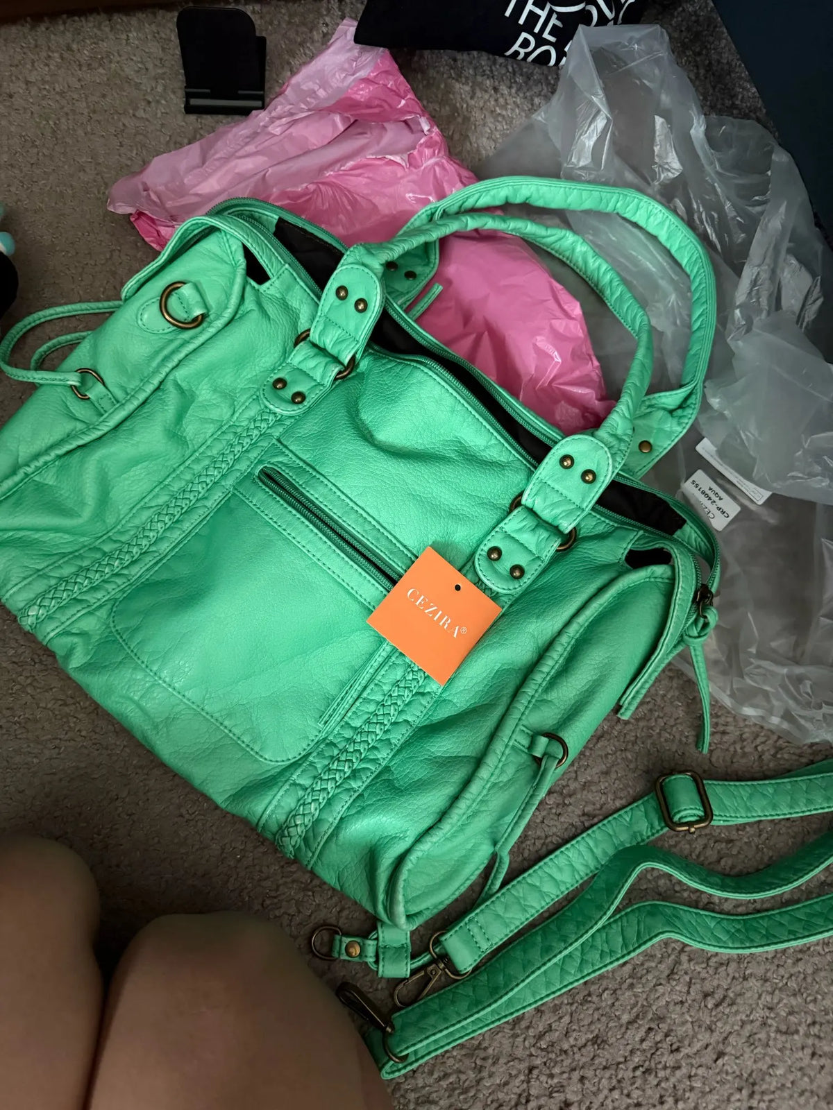 Crossbody väska dam med stor kapacitet, vintage tote och dragkedja med axelrem