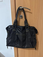 Crossbody väska dam med stor kapacitet, vintage tote och dragkedja med axelrem