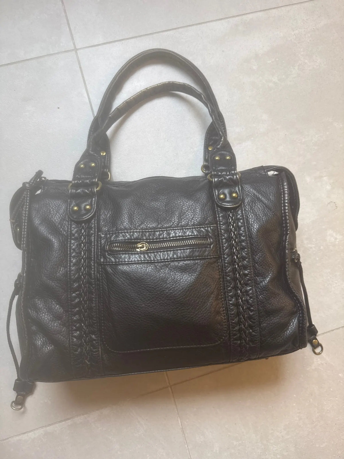 Crossbody väska dam med stor kapacitet, vintage tote och dragkedja med axelrem