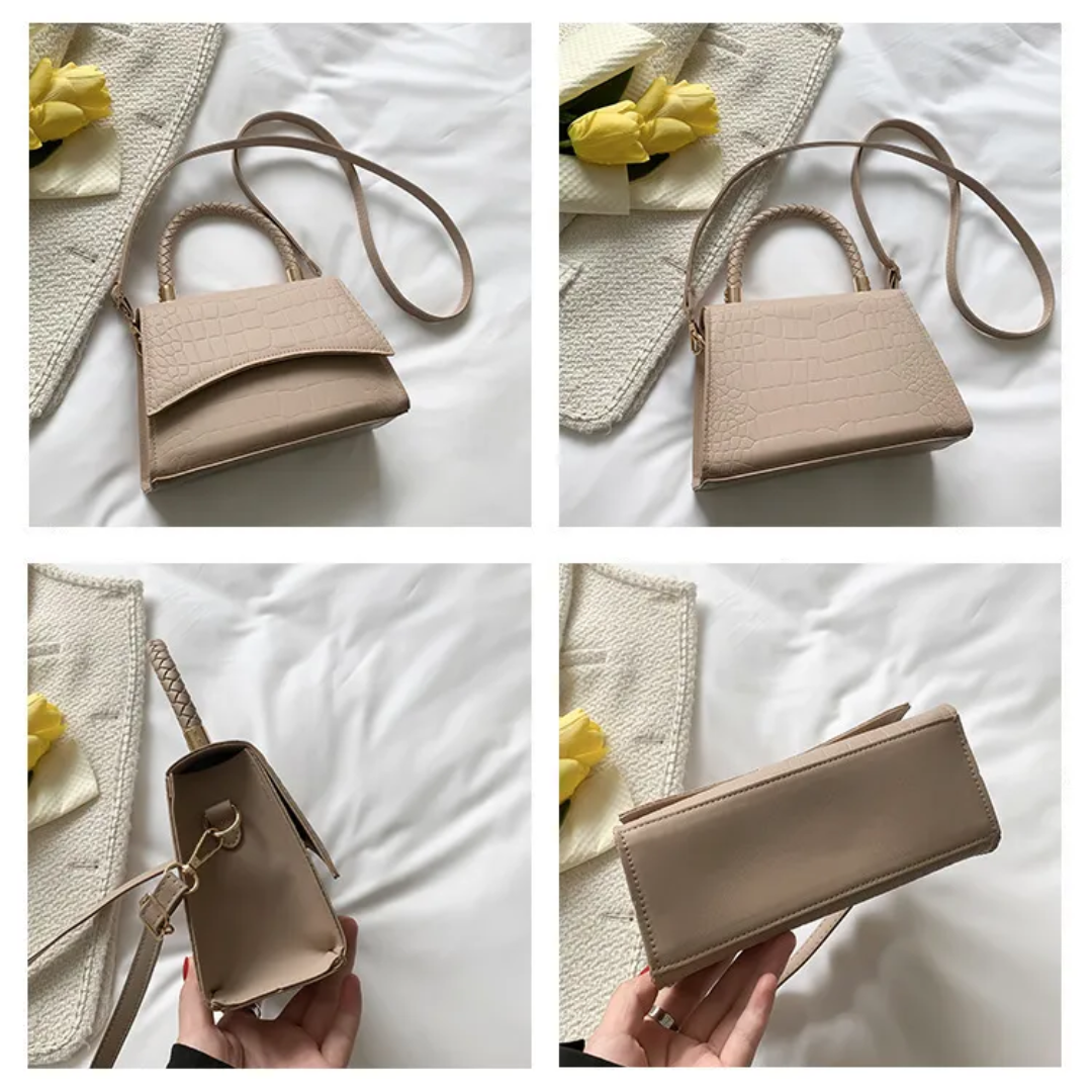 Handväska dam crossbody med överhandtag och lång axelrem