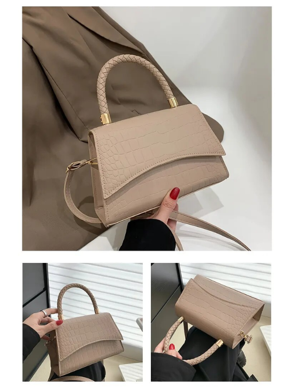 Handväska dam crossbody med överhandtag och lång axelrem