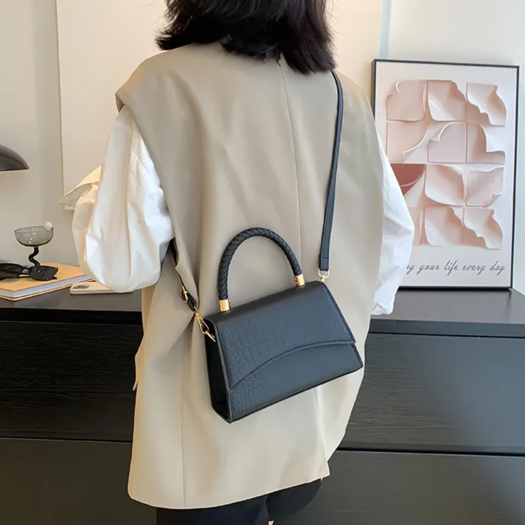 Handväska dam crossbody med överhandtag och lång axelrem