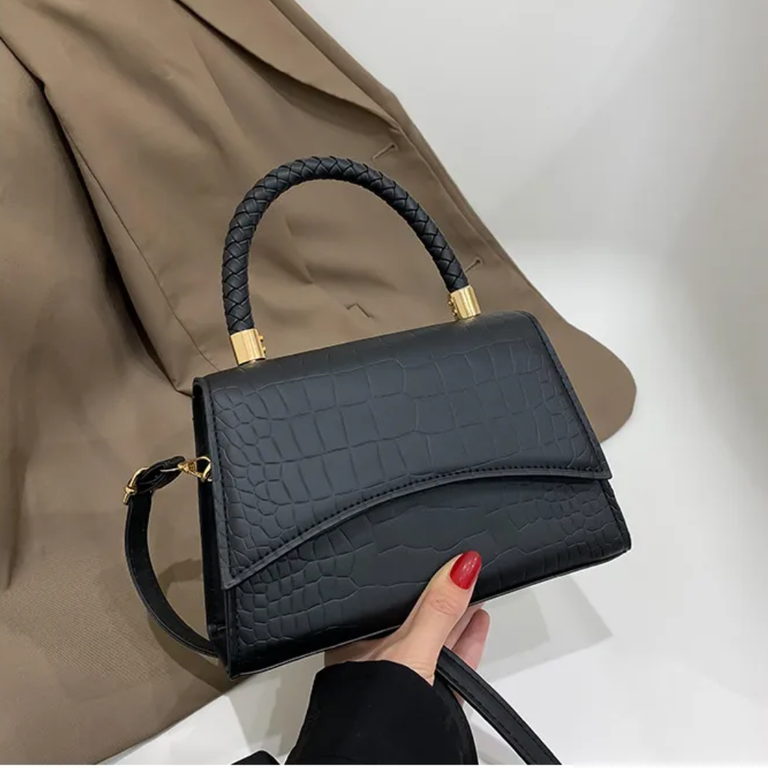 Handväska dam crossbody med överhandtag och lång axelrem