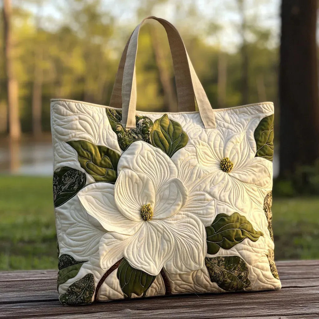Handväska dam tote bag med blommigt tryck, stoppad och lätt