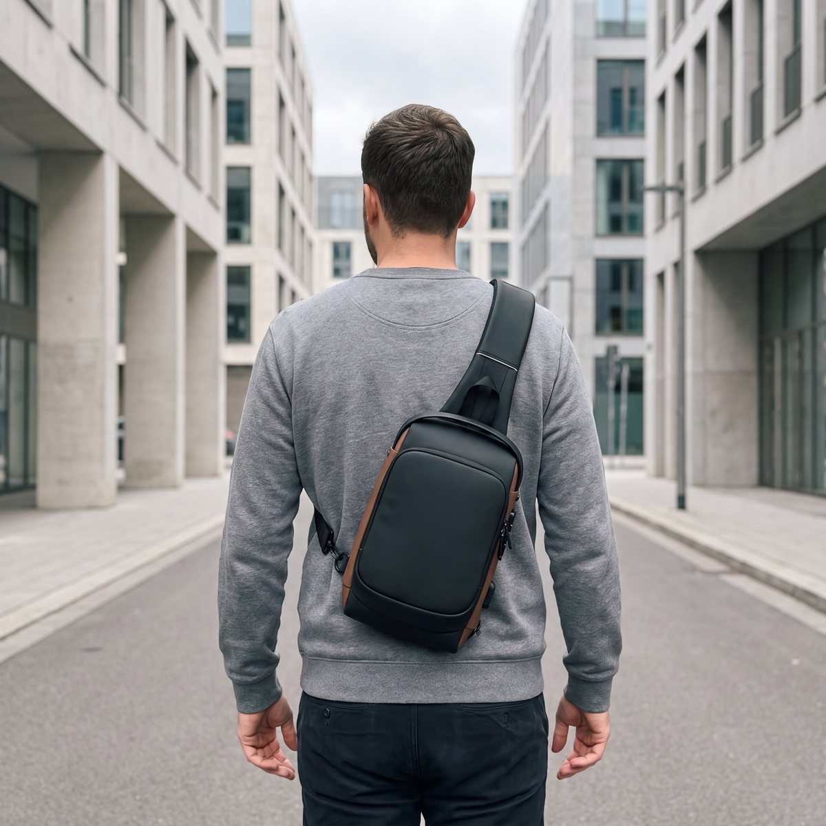 Crossbody väska dam stöldskyddad med kombinationslås och dolda dragkedjor