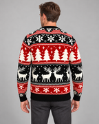 Jultröja herr stickad med renmönster fair isle och rund halsringning