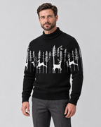 Jultröja herr med renmönster, jacquard och mockneck i mjuk stickning