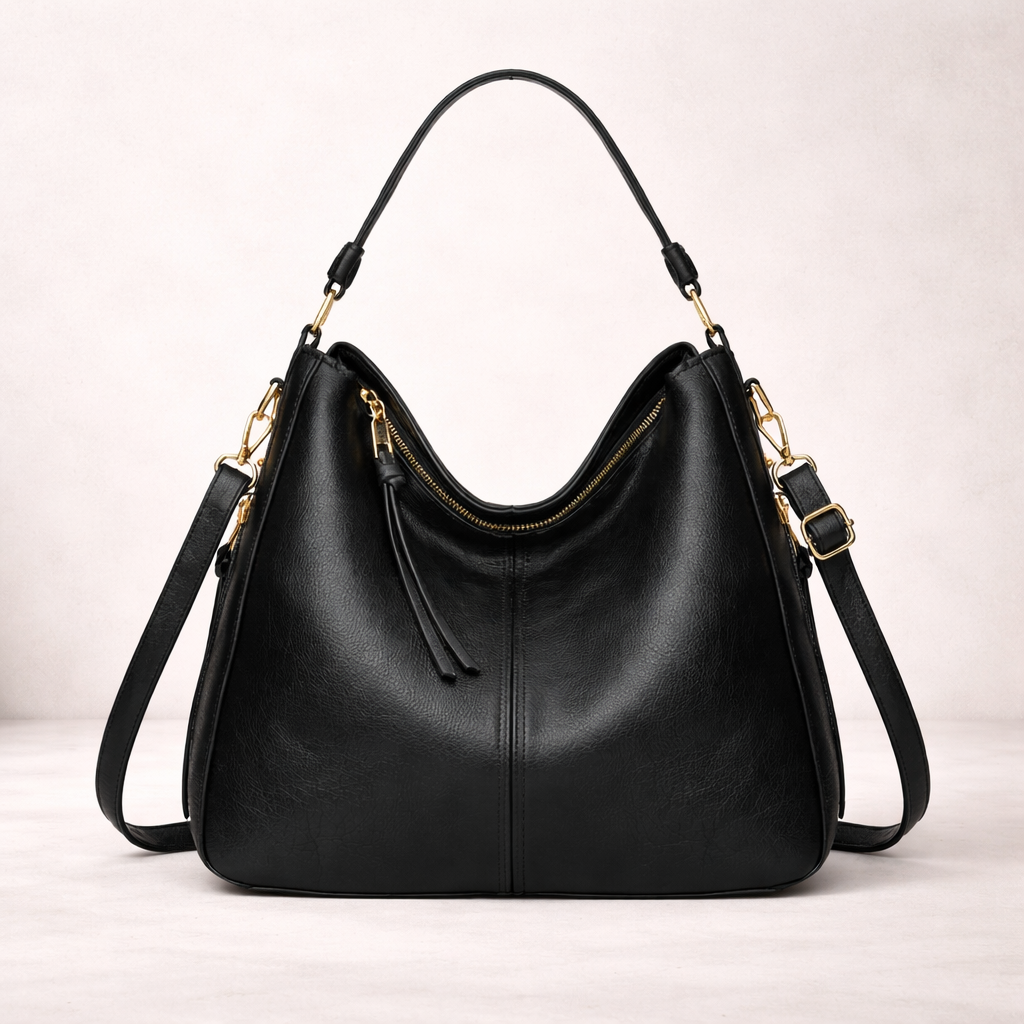 Stor Rymlig Läderhandväska för Dam i Stilren Design