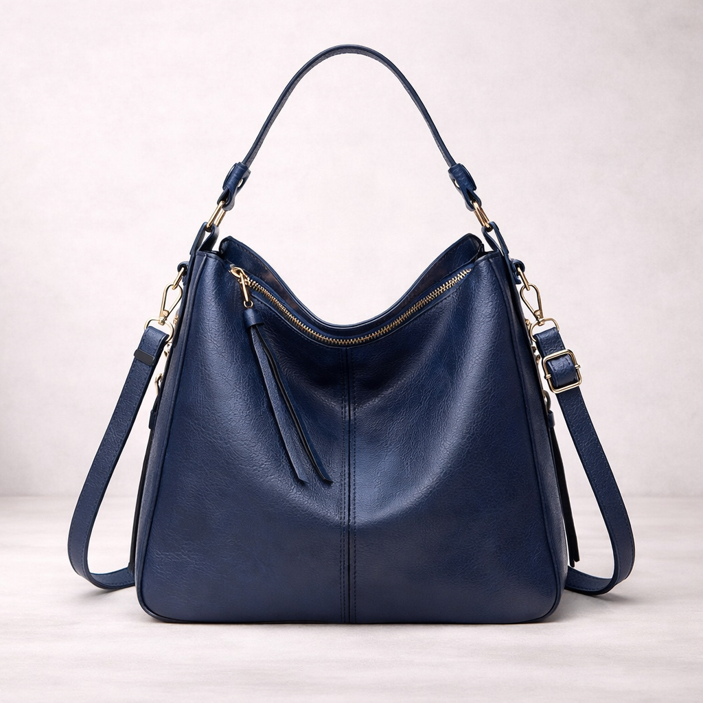 Stor Rymlig Läderhandväska för Dam i Stilren Design