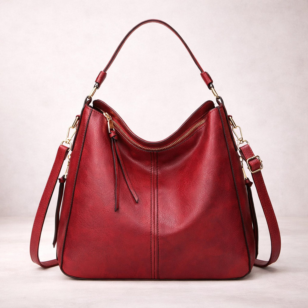 Stor Rymlig Läderhandväska för Dam i Stilren Design