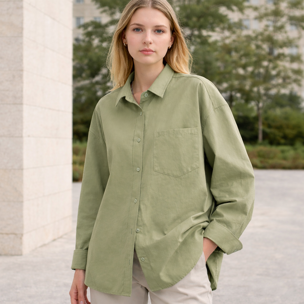 Oversized Damblus med Klassisk Krage