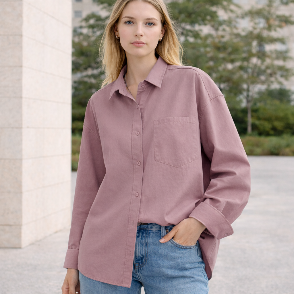 Oversized Damblus med Klassisk Krage