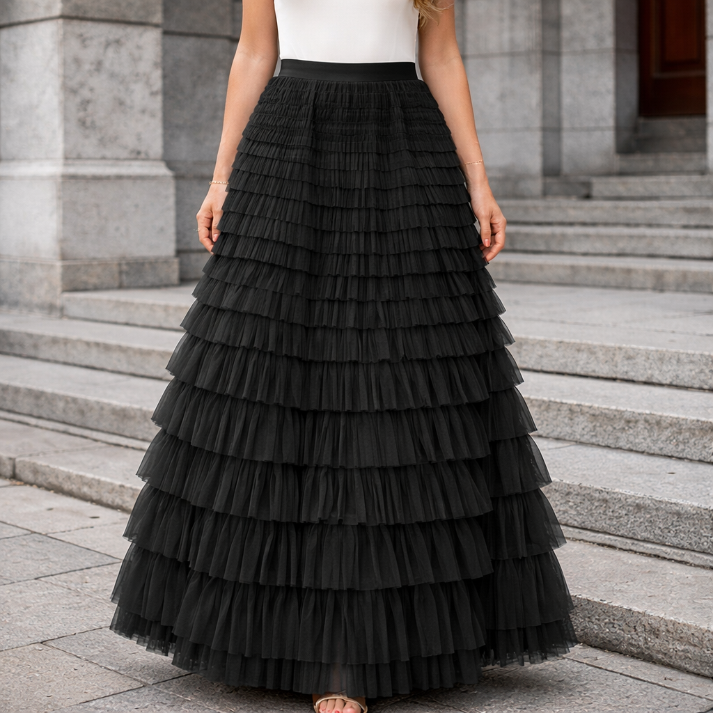 Isabelle - Volang Tyll Maxikjol Elegant Lagerdesign