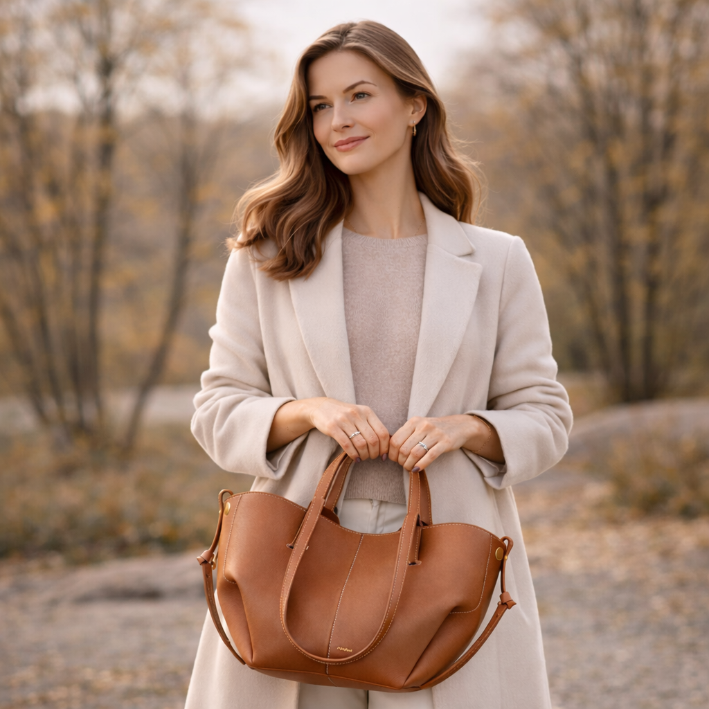 Isabella – Vintage läderhandväska i äkta skinn