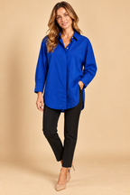 Blus dam oversize skjortstil med krage och rak passform