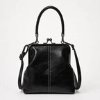 Crossbody väska dam vintage med handtag och kiss lock-lås