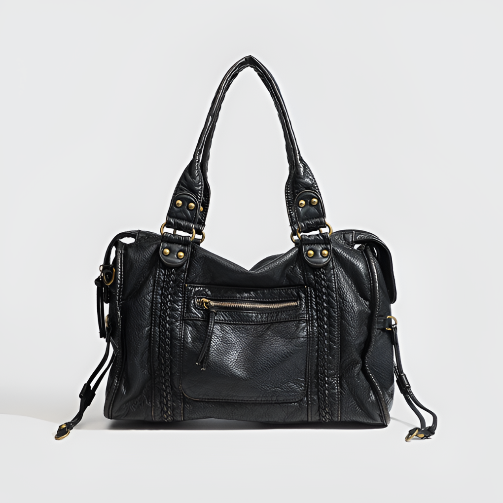 Axelväska dam svart crossbody kompakt med veganskt läder