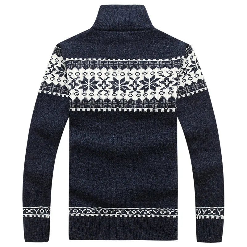 Jultröja herr stickad med Fair Isle-mönster och hög hals