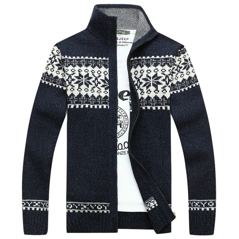 Jultröja herr stickad med Fair Isle-mönster och hög hals