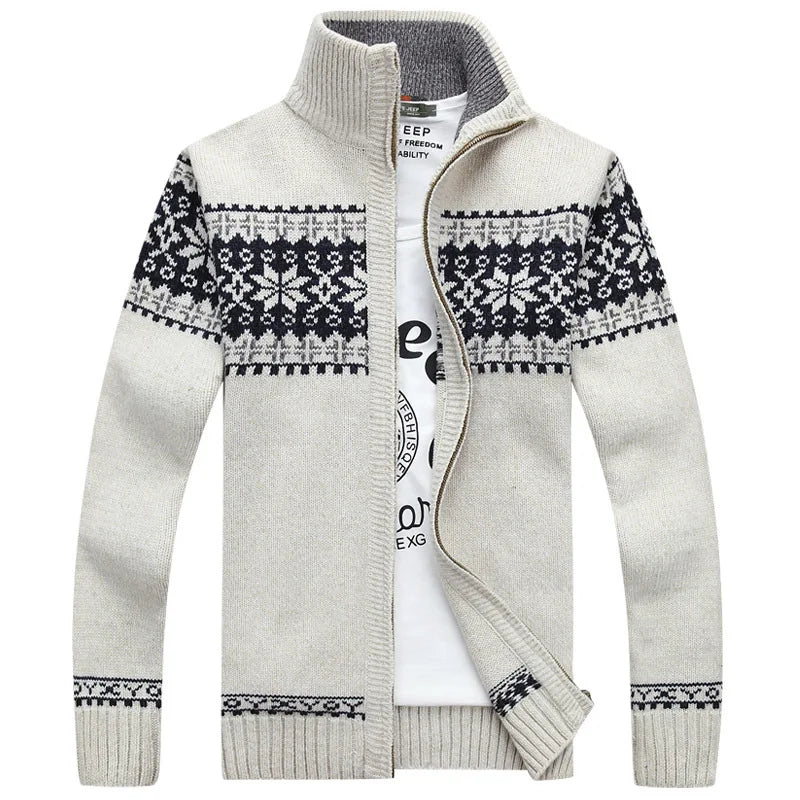 Jultröja herr stickad med Fair Isle-mönster och hög hals