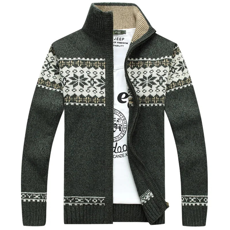 Jultröja herr stickad med Fair Isle-mönster och hög hals