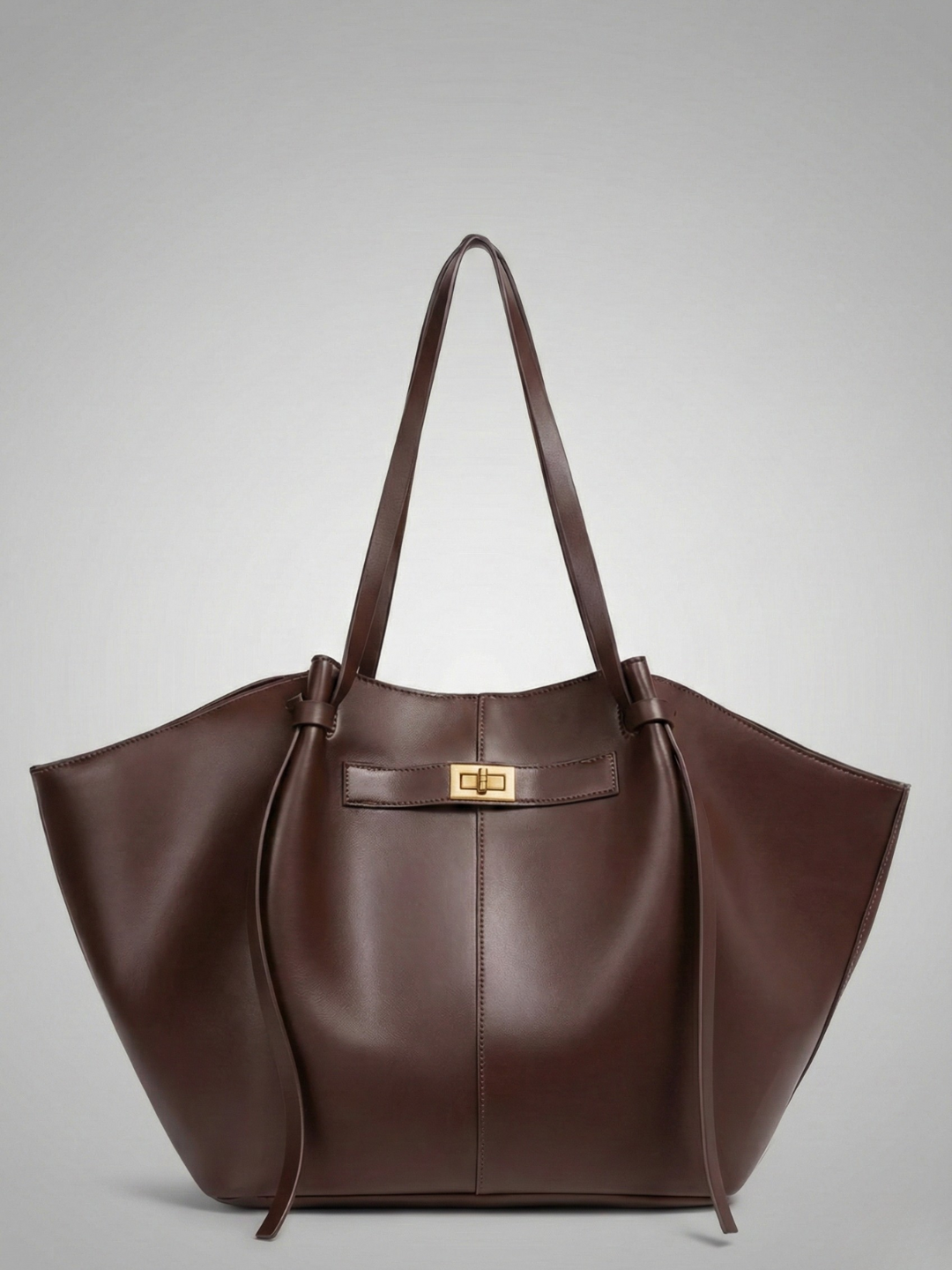 Tote bag dam mjuk med guldbeslag och rymligt huvudfack