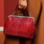 Handväska dam vintage präglad crossbody med justerbar axelrem
