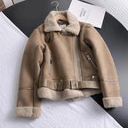 Vinterjacka dam pilotjacka shearlingfoder oversized krage
