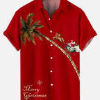 Julskjorta herr med tomtetryck, kortärmad Hawaiistil