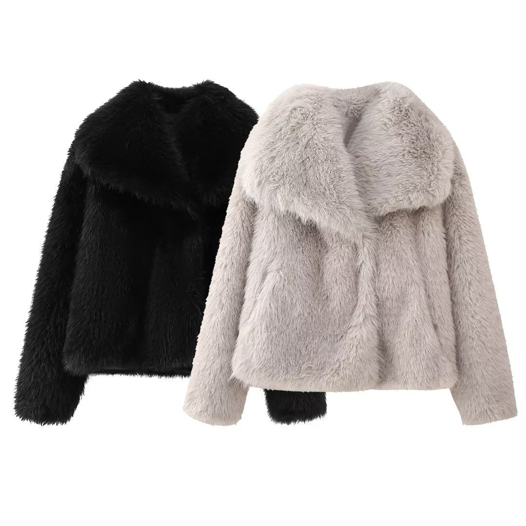 Teddyjacka dam varm vinterjacka i mjuk teddystil