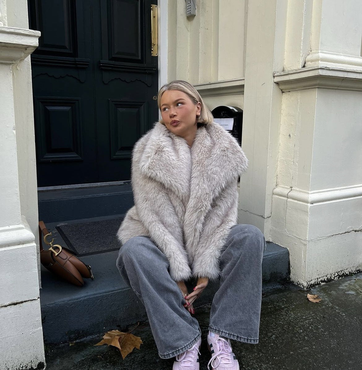 Teddyjacka dam varm vinterjacka i mjuk teddystil