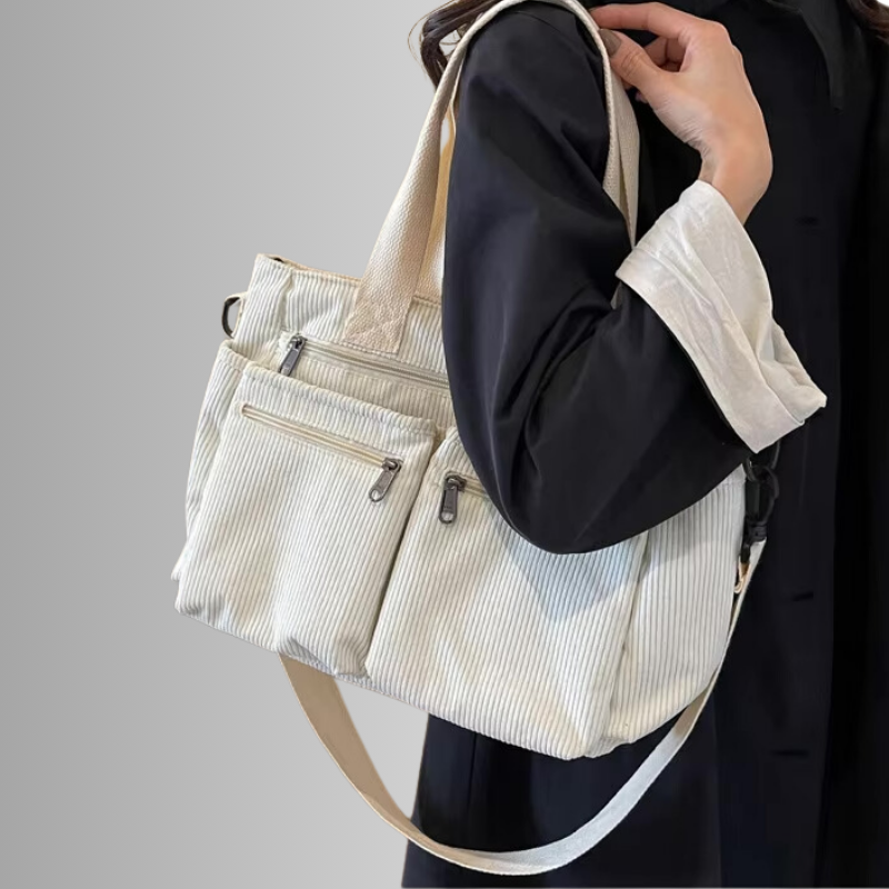 Axelväska dam manchester tote bag med laptopfack och justerbar axelrem