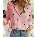 Blus dam casual luftig sommarmodell med fågelmotiv och stora storlekar