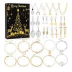 Julkalender smycken för dam med örhängen och armband i blommigt tema