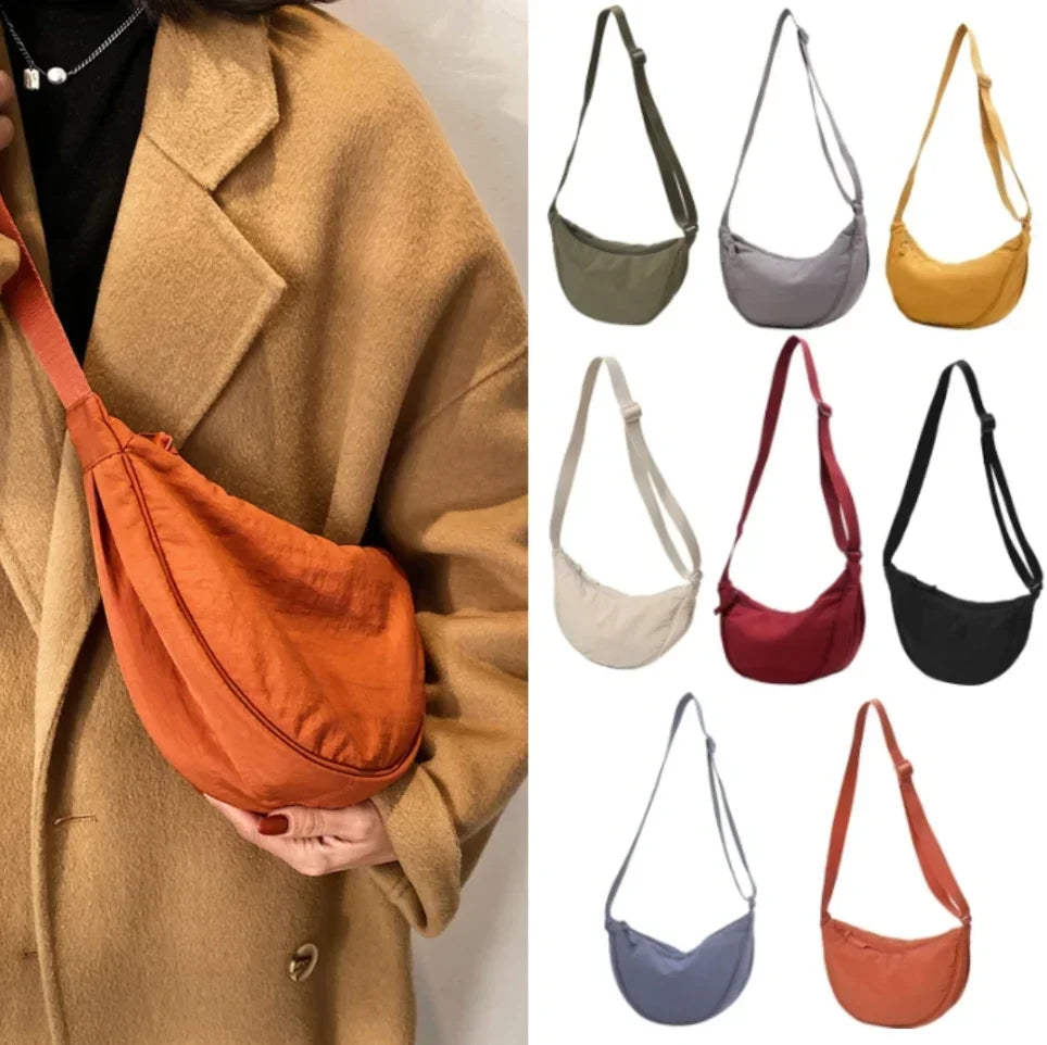 Crossbody väska dam hobo med stor kapacitet i mjukt tyg