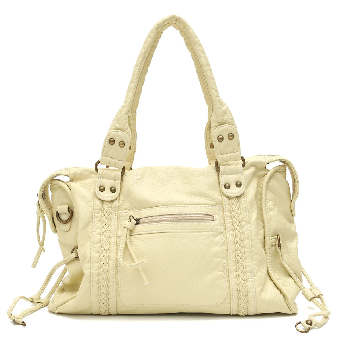 Crossbody väska dam med stor kapacitet, vintage tote och dragkedja med axelrem